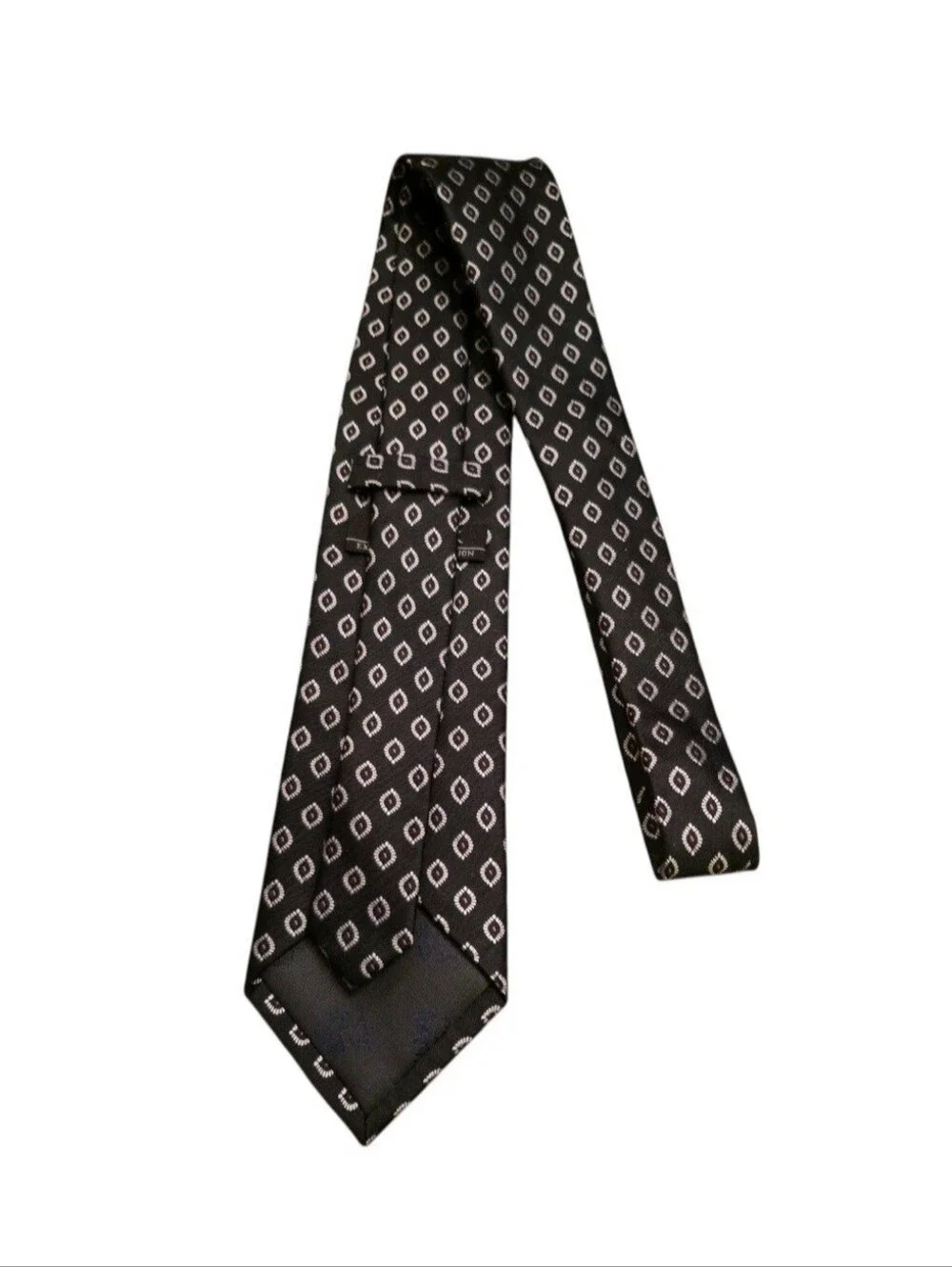 Joseph A. Bank Silk Tie Black Geometric Design Executive Collection Mens Necktie